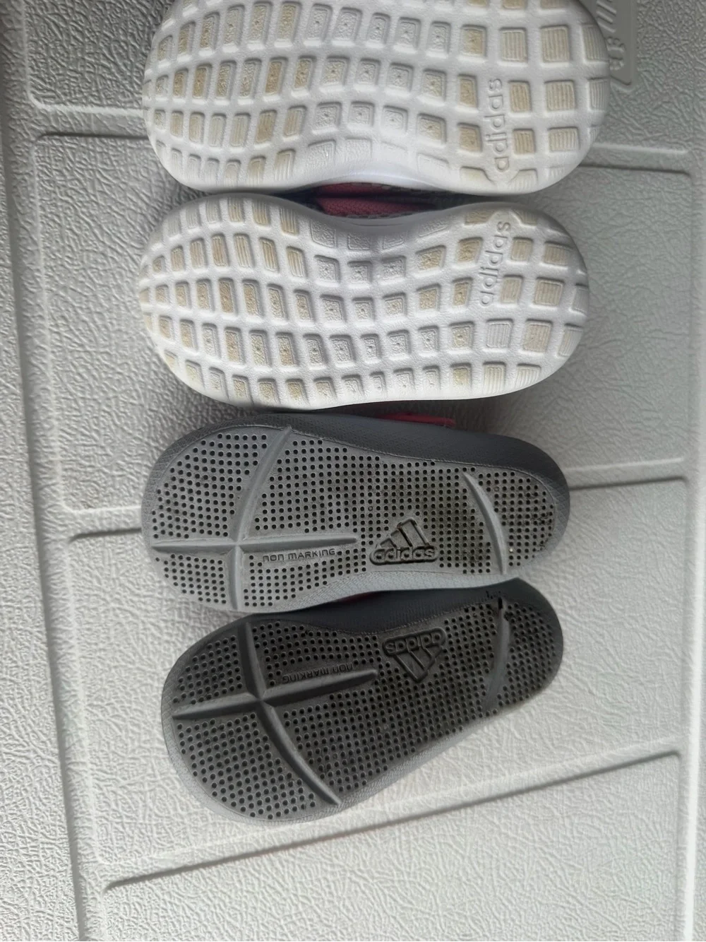 adidas Kids Gray and Pink Slip-On Athletic Sneakers